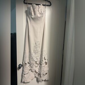 Leo Lin Rayna floral-appliqué crêpe maxi dress